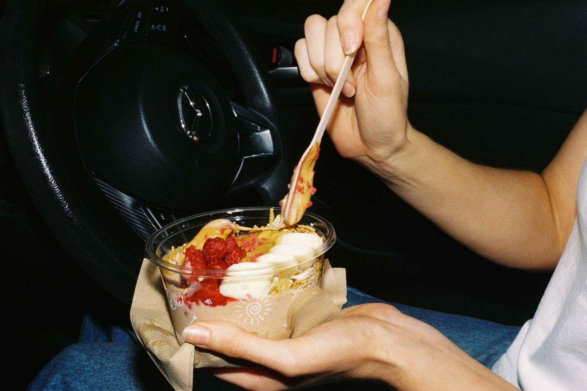 Lifestyle photography and social media content on 35mm film for Ecoware Packaging at Bowl & Arrow.